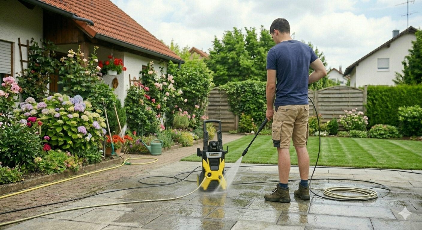 Pflege von Wegen, Terrassen und Einfahrten