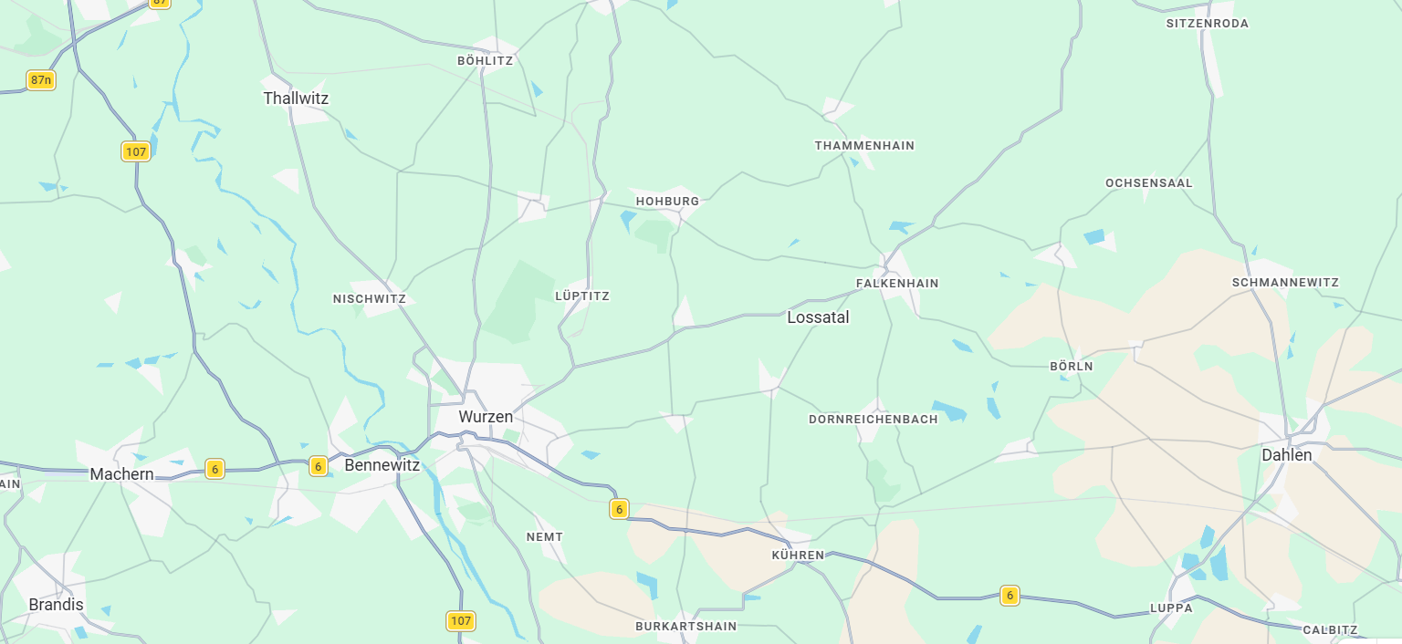 Karte des Einsatzgebietes von GrünWerk Muldental